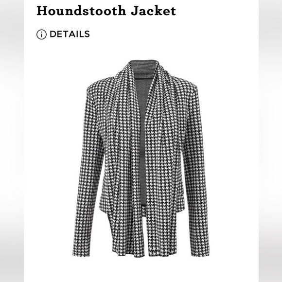CAbi Houndstooth Open Front jacket - Black and White - Picture 7 of 9